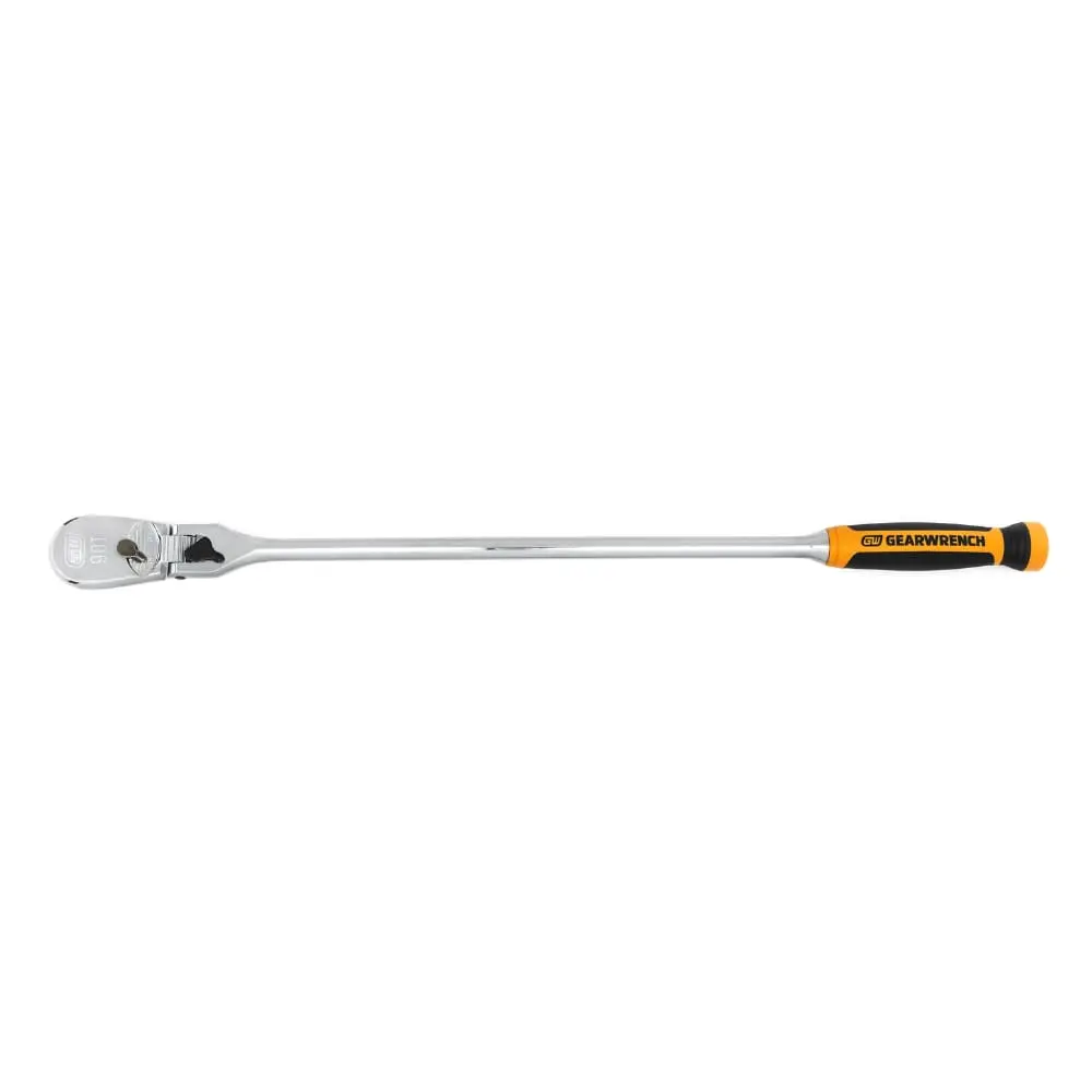 GEARWRENCH 81372T 1/2 Inch Drive 90-Tooth Locking Flex Head Teardrop Ratchet, Dual Material Grip, 24 Inch Length