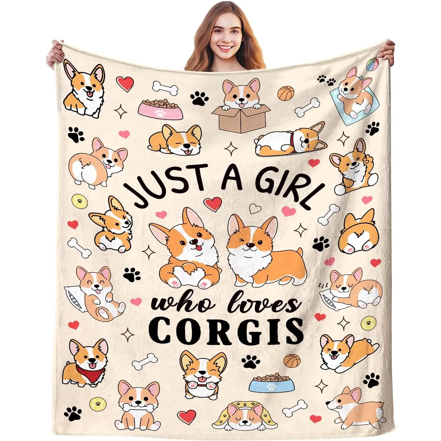 Corgi Blanket Dog Gifts for Corgi Lovers Kids Mom,Corgis Plush Stuff Animal Pattern Throw Blankets,Cute Corgis Theme Gifts for Women Girls Adults 50"X40"