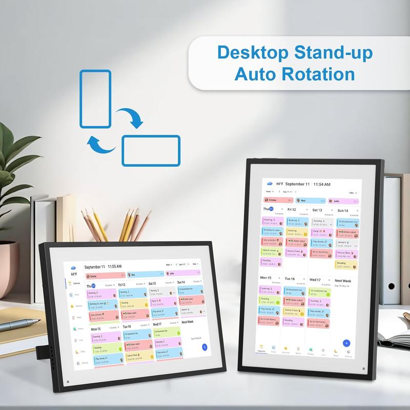 10.1 Inch Digital Calendar+Digital Picture Frame, 2025-2026 Desk Calendar Smart WiFi Planner&Chore Chart, IPS HD Interactive Touchscreen Display For Family Schedules
