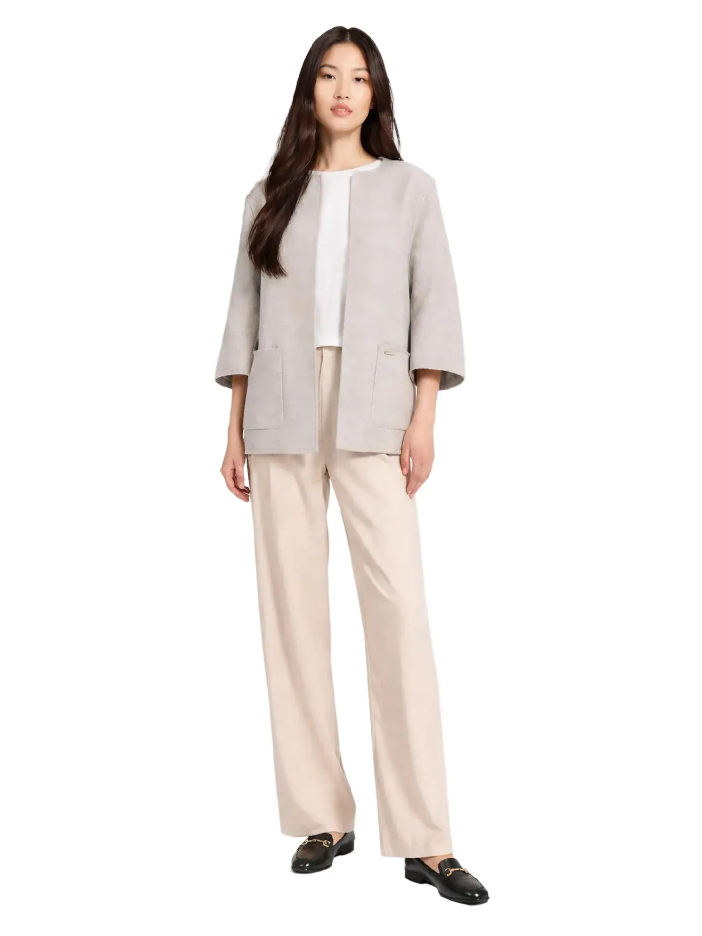 Patch Pocket Cashmere Poncho Jacket