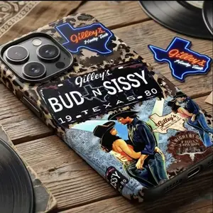 Gilley's Bud N Sissy Phone Case - Texas HonkyTonk Cowboy Couple Vintage Western PhoneCover, Country Style Aesthetic  W13