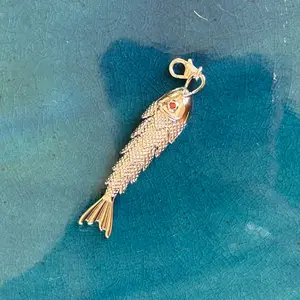 Protect Your Peace Fish Charms - Silver Plated with Red-Eye Detail & Moving Scales Marine Life Pendant for Personalized Necklaces