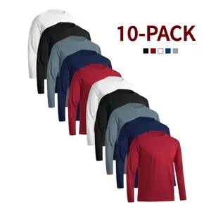 Men's 10-Pack Small Check Pattern Long Sleeve Sport Tees Quick-Dry Breathable Lightweight Performance Fit for Gym Running & Casual Wear Athletic Apparel