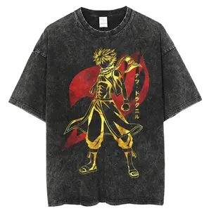 valentine shirts  FAIRY TAIL Anime Manga Peripherals T-shirt Natsu Lucy Happy Gray Washed Vintage4 Loose Oversized hot product high quality Unisex