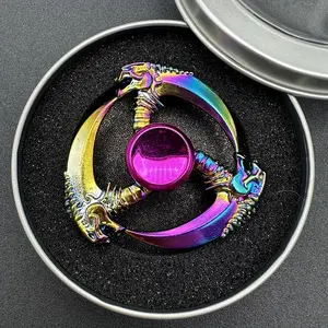 Random Color Iridescent Alloy Fidget Spinner, 1 Piece Durable Dragon Design Edc Relax Toy for Focus & Calm, Hand Strengtheners for Men & Women, Stress Relief Gadgets, Stress Relieving Accessory,   Stress Relief Model, Stress Relief Fidgeting