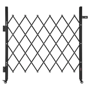 VEVOR Single Folding Security Gate, Lockable Scissor Gate with 360° Swivel Casters, Outdoor Barricade Steel Retractable Gates, for Entry Security, Garage, Warehouse & Pool, 43.31 x 51.57 in (W x H)