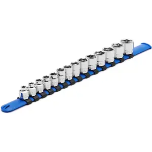 14 count 3/8" Drive 6 Point Stubby Socket Set, Metric, Mirror Chrome Finish, 6,7,8,9,10,11,12,13,14,15,16,17,18,19mm