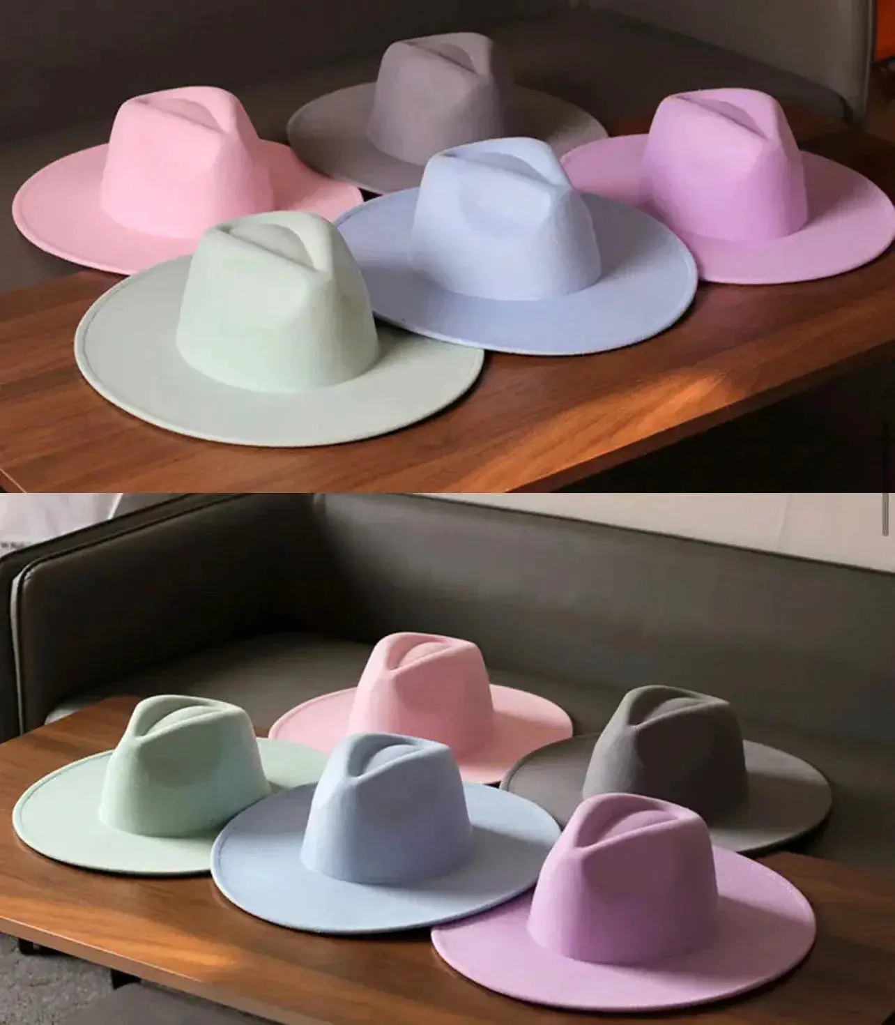Wide Stiff Brim Fedora - Unisex Adjustable Cotton & Polyester Hat with 10cm Brim & 12cm Height - Sun Protection Fashion Accessory
