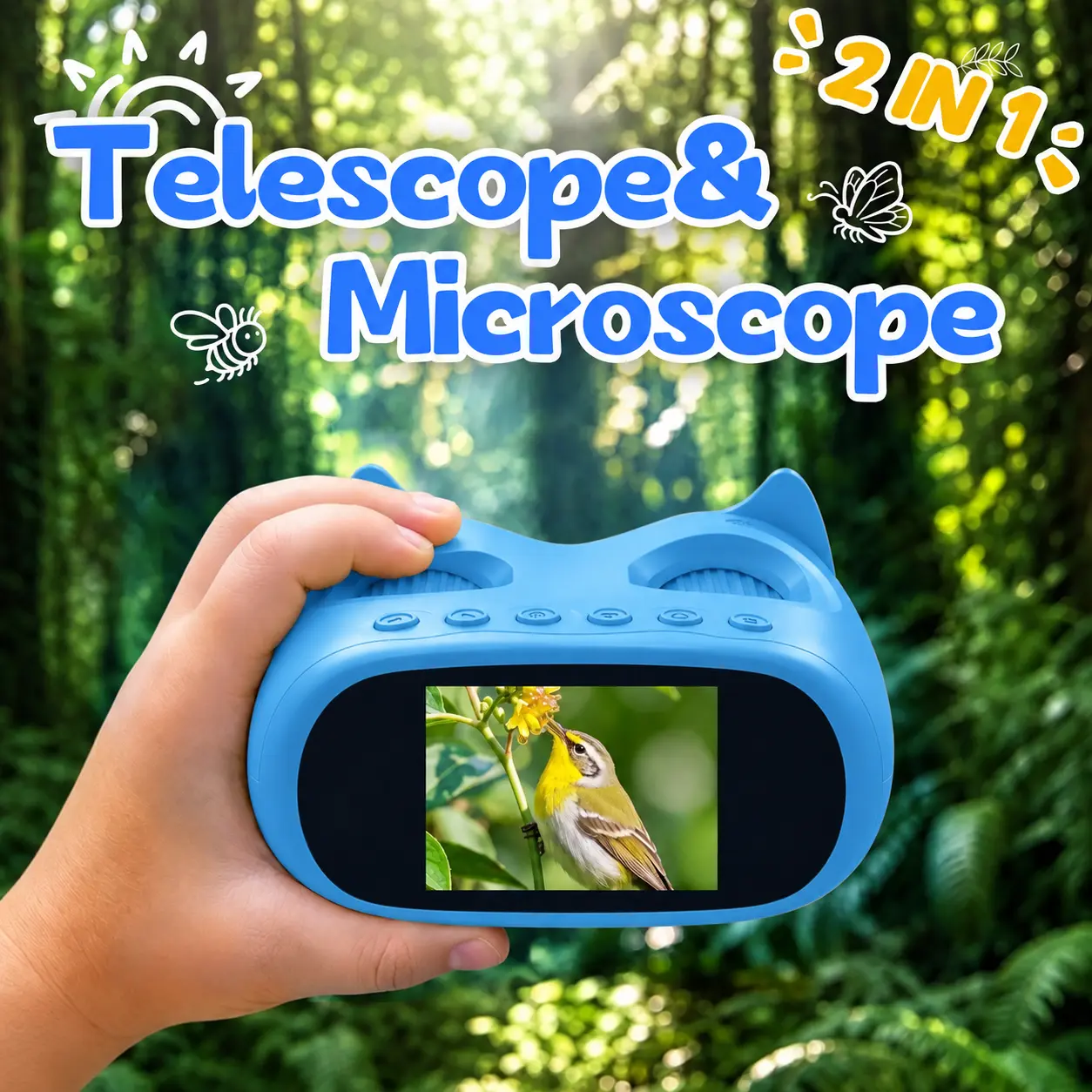 ASPOVEN 1000X 2 in 1 4K 2.0" Screen Handheld Microscope&Telescope, 3M+ Long Range  Pocket Telescope, Photo & Video Camera, Manual Focus, Type C Rechargeable , STEM Toys Birthday Gifts for Girls Boys Child  Ages 3+, Holiday Gift for Kids