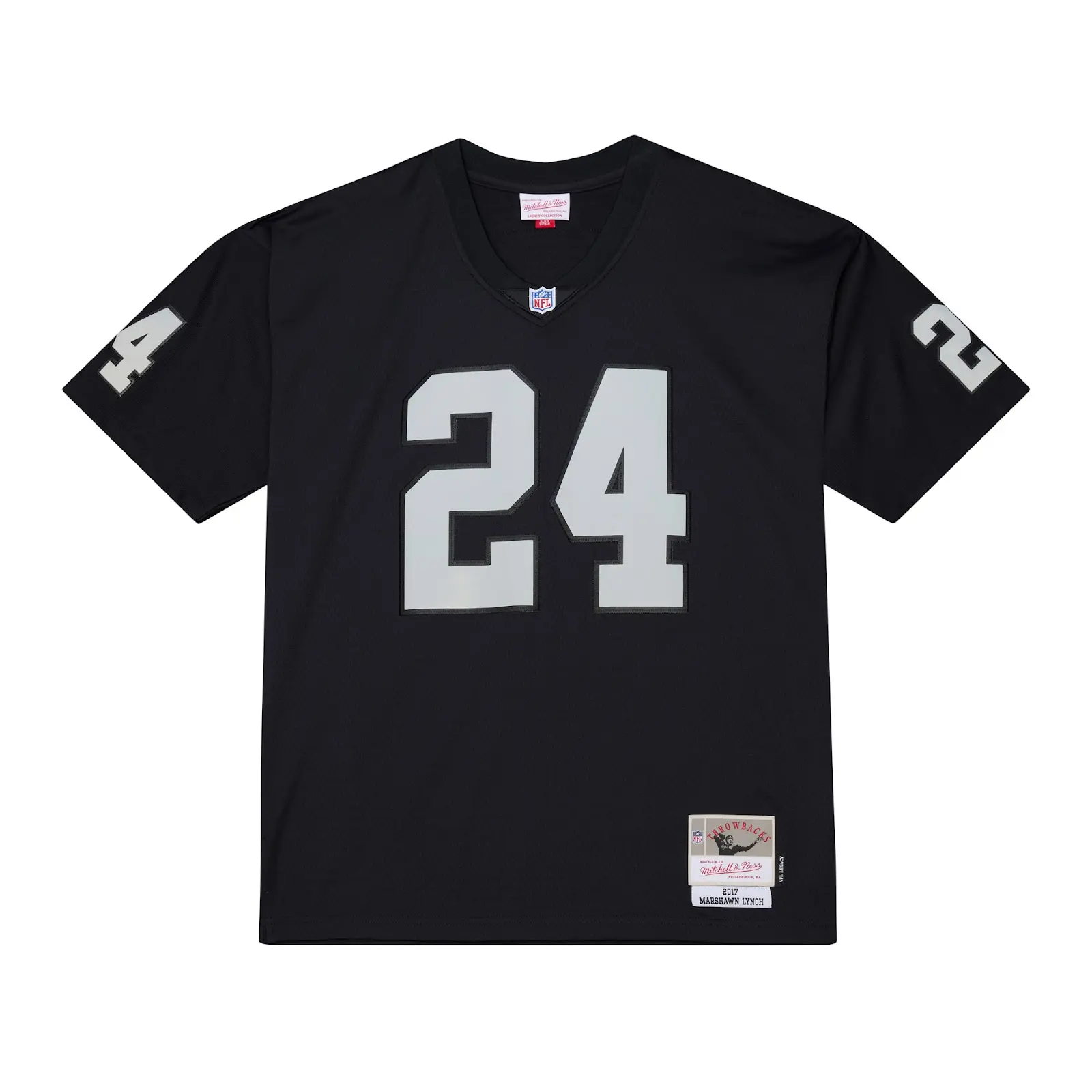 Marshawn Lynch Oakland Raiders 2017 Black Legacy Jersey - Mitchell & Ness NFL Throwback, 10s Retro Football Jersey