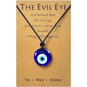 LuckyJewelry B Evil Eye Necklace for Women Evil Eye Pendant Necklace Leather Rope Glass Inspirational Jewelry Birthday Gifts