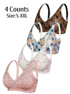 Women's Jelly Bras Wirefree Full Coverage No Underwire Everyday Bras，Women's Bralettes Bra， Women's four row buckle Bralettes