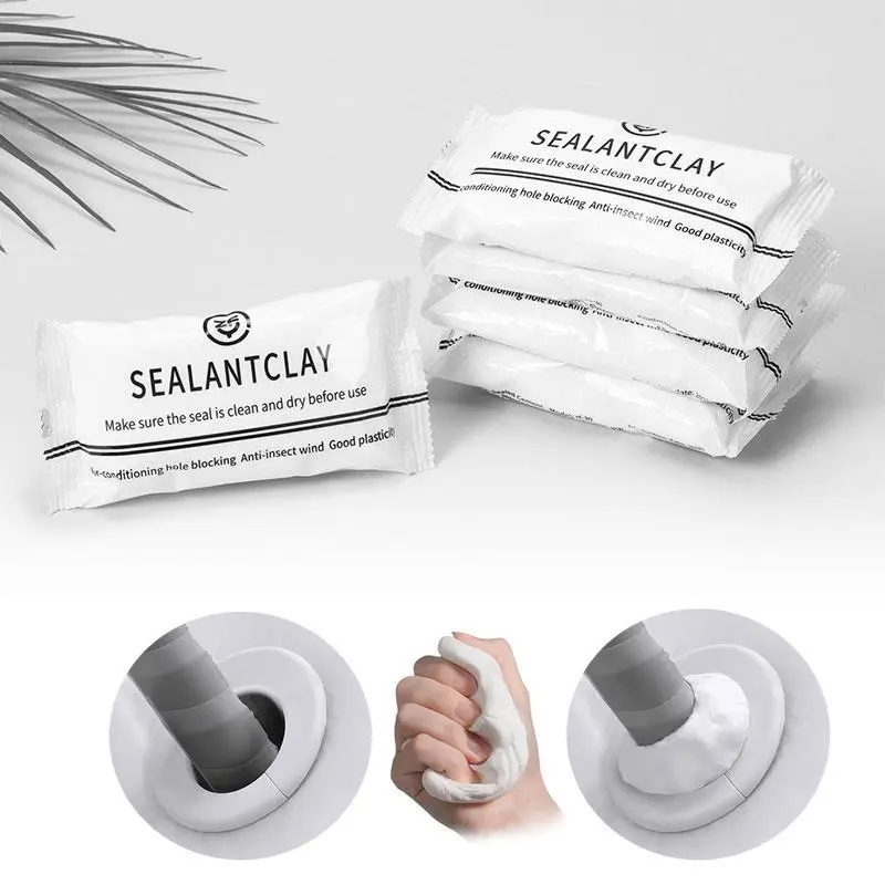 10PCS Eco-Friendly Sticky Sealant Clay, Quick-Curing Strong-Adhesion Adhesive Caulk, Waterproof Oil-Resistant Pest Control for Air Conditioner Holes, Wall Cracks