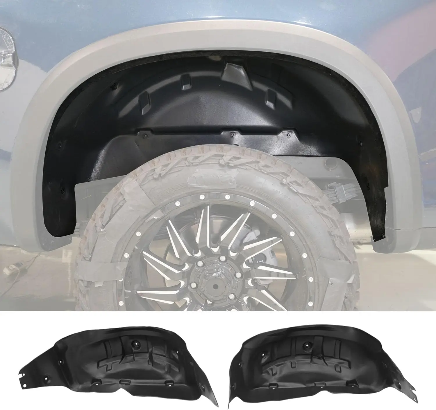 [Fits 19-26 Silverado 1500] 5.8FT Rear Wheel Well Guard Compatible with 2019-2026 Chevy Silverado 1500 Rear Wheel Well Liners Tire Inner Fenders Replacement for 2019-2026 Chevy Silverado Accessories
