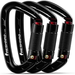 UIAA Certified 25KN Auto Locking Climbing Carabiner Clips, Twist Lock, and Heavy Duty Carabiners for Rock Climbing, Rappelling, and Mountaineering, D Shaped