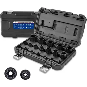 19 count External Torx Plus Socket Set,6 point E-Torx  Torque Socket Set,Cr-v steel EP4-32 with 1/2'' 3/8'' 1/4'' Dr,EP8.8 compatible with   Retainers,with High  Storage Case