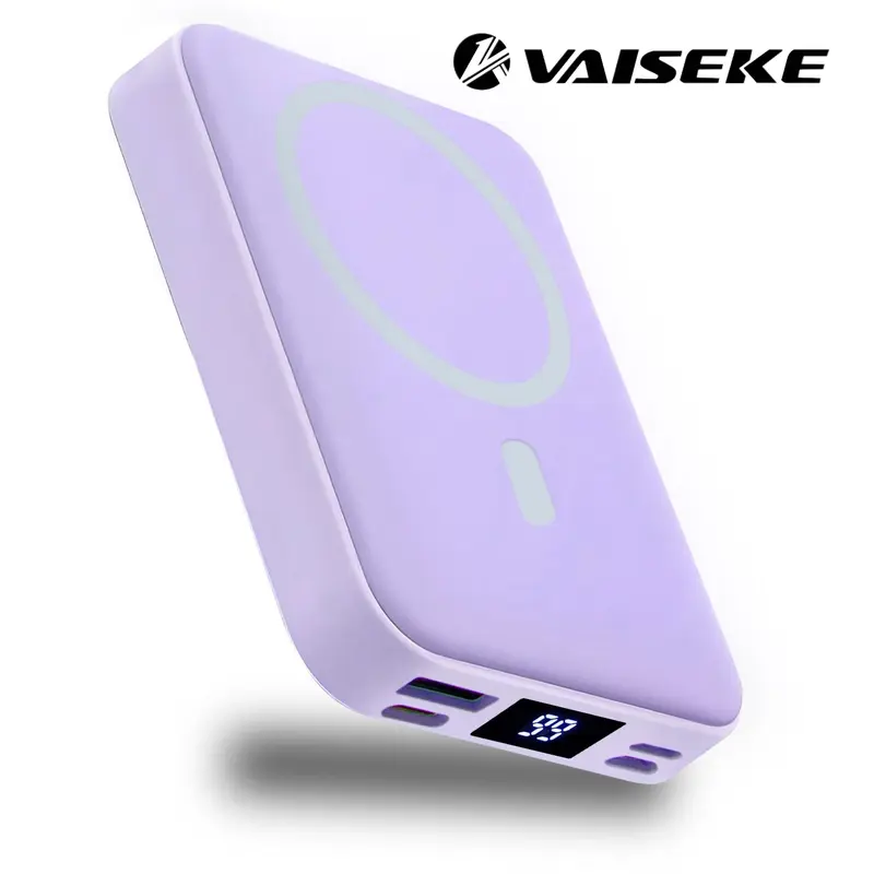 VAISEKE Wireless Power Bank, 10000mAh Magnetic Portable Charger 22.5W PD Fast Charging with Type-C Cable,  Battery Pack QC3.0 LED Display Compatible with iPhone 17/16/15/14/13/12 Pro/Mini/Pro Max