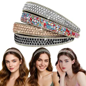 Pack of 4 Rhinestone Headbands Glitter Sparkly Flower Hair Accessories for Women, Homecoming, Birthday Gifts