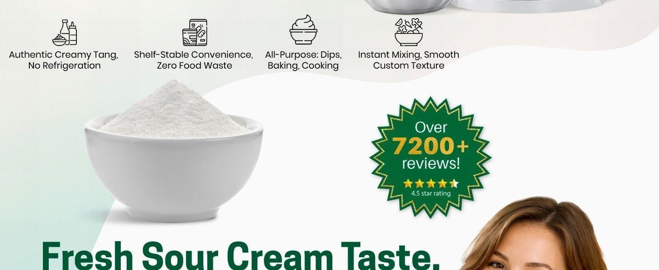 Z Natural Foods Sour Cream Powder - Creamy Low-Lactose with Probiotics, Powdered for Long Shelf Life - Easy 2:1 Mix for Baking, Toppings, Dips, Sour Cream & Onion Seasoning - Non-GMO, Gluten-Free