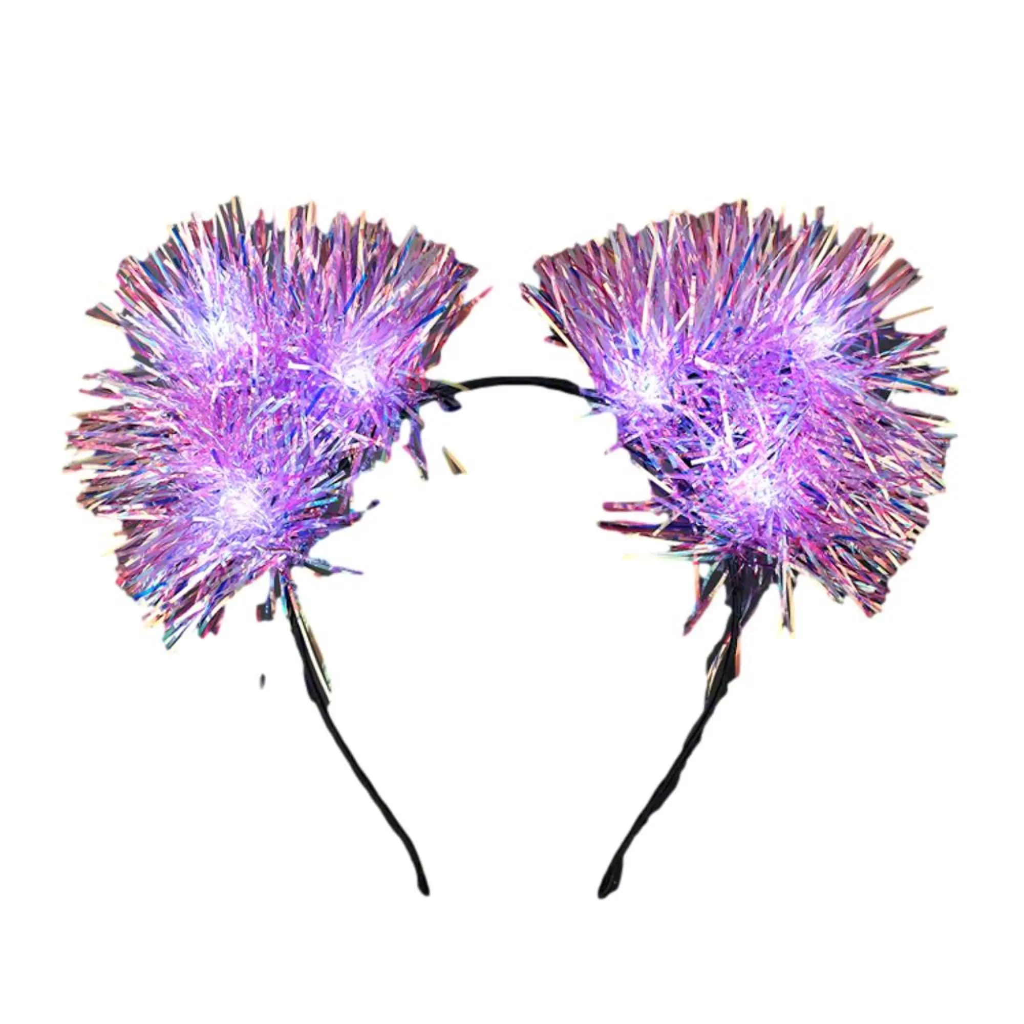 Blinkee TNSLCEARS-MLT White LED Tinsel Fluffy Cat Ears Headband