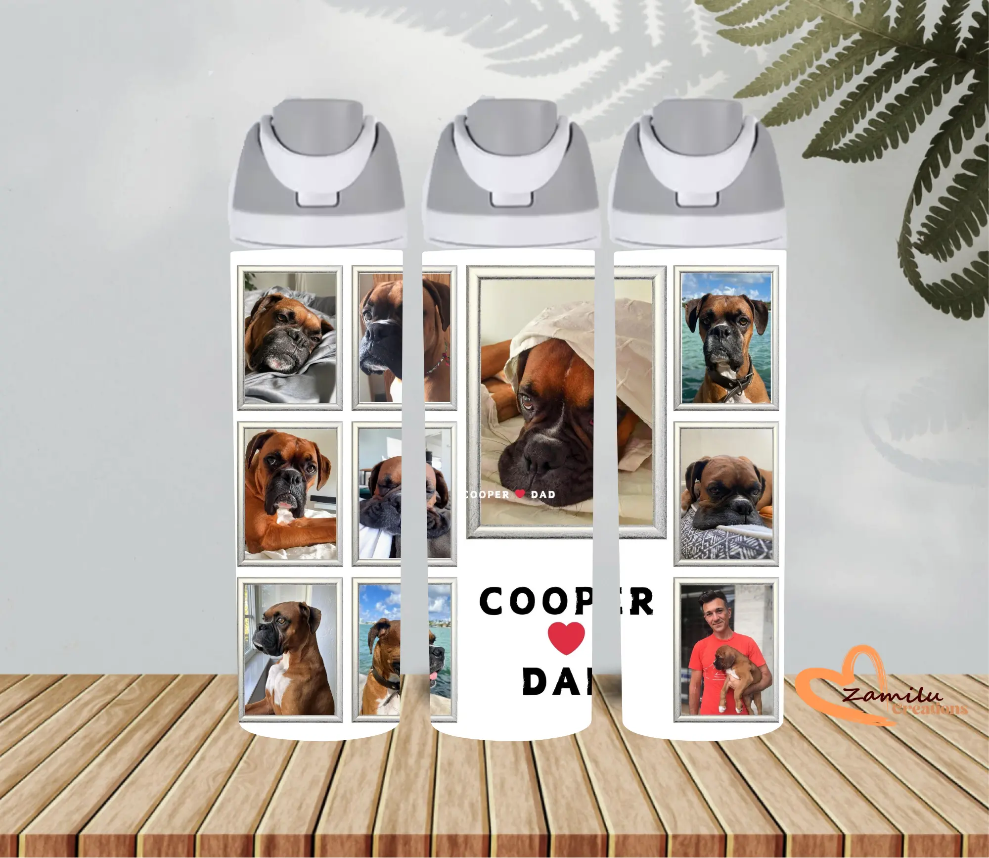 Personalized Photo Water Bottle: Custom Dog/Cat Lover Gift, 24 oz travel tumbler