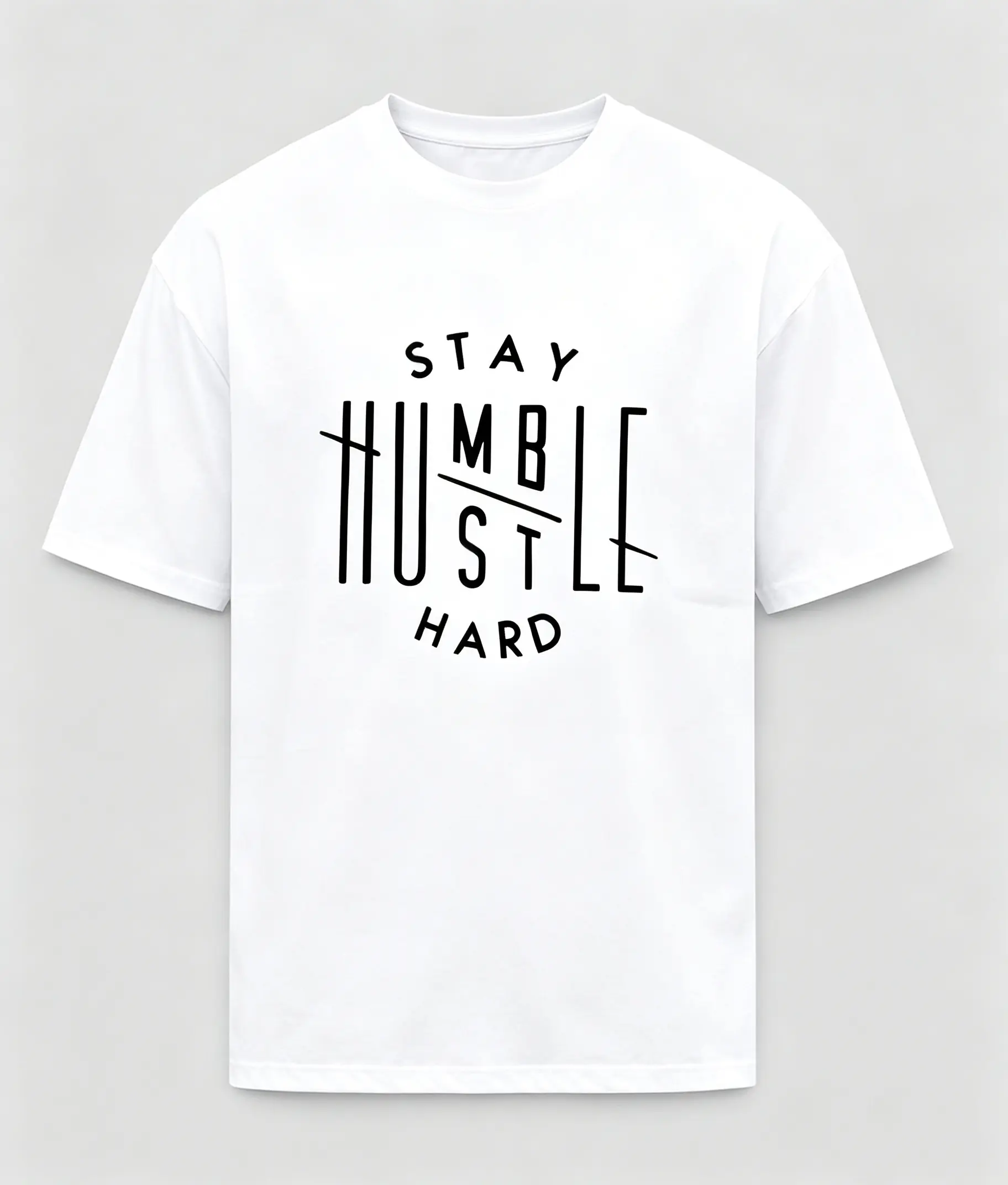 Stay Humble Hustle Hard Motivational Graphic T-Shirt Men Inspirational Hustler Casual Tee