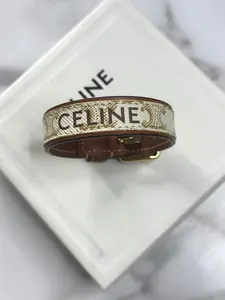 Pre-owned Celine Triomphe canvas x leather bracelet