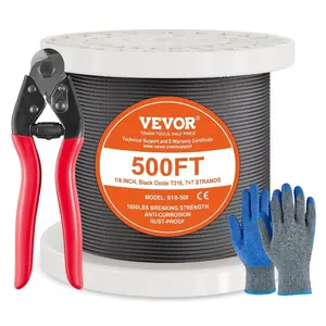 VEVOR 3/16 Stainless Steel Cable 500FT, T304 3700 LBS Breaking Strength Cable Railing System Wire Rope Aircraft Deck Railing Kit Fence WireVEVOR Super Brand Day