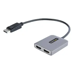 Startech MST14DP122HD DisplayPort 1.4 to Dual HDMI MST Hub Tech Accessories - Male to Female Video Adapter, 1 ft. Host Cable, Gray