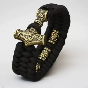 Ancient Bronze Thor's Hammer Men's Woven Fashion Retro Bracelet, Unique New Thor's Hammer men's accessories