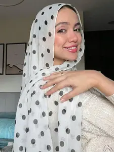 Women's Fashion Polka Dot Balloon Scarf, Bohemian Chic Style Digital Print For Muslim Muslim Hijab Headscarf, Sun Protection Shawl, Versatile Windproof Wrap