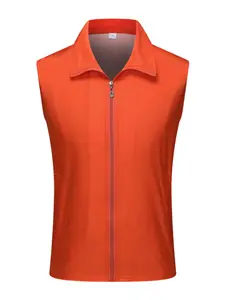Men's Solid Color Full Zip Vest, Multi-Color Options, Sleeveless Casual Jacket, Lightweight Unisex Workwear, Tops, Outdoor & Daily Wear