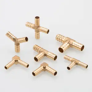 Tee T Type 3 Three Way Brass Pipe Fitting Connector Adapter 4mm 5mm 6mm 8mm 10mm 12mm 16mm 19mm Hose Barb