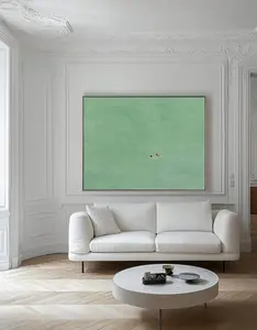 green abstract art, two girls swimming poster, green texture painting, green wall art, green minimalist art, horizontal custom work gift