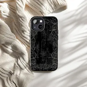 Gothic Vintage Black Floral Phone Case Cover for iP Phone 17, 16, 15, 14, 13, 12, 11, X, Pro, Pro Max, Plus – Shockproof Aesthetic Protective Case
