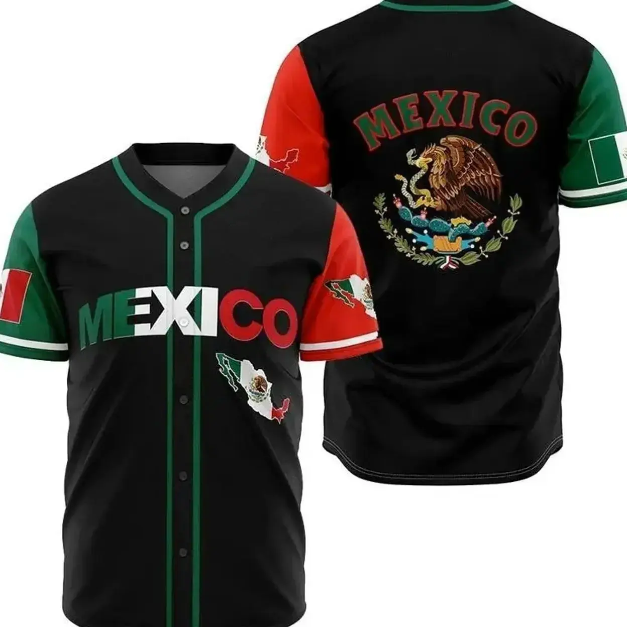 Unisex Adult Mexico Baseball Jersey Breathable Comfortable Quick Dry Water-Resistant Man Woman