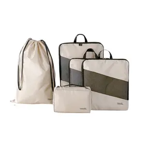 Compression Packing Cubes Set - 6pc Travel Organizers for Backpackers with Waterproof Polyester & Secure Zippers