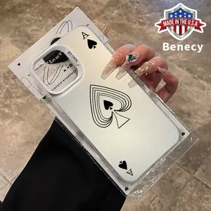Ace of Spades Pattern Phone Case for iPhone 16 15 14 Pro Max 13 12 11 XR XS Plus E Shockproof Drop Protective Durable PC Smartphone Cover Cellphone Casing