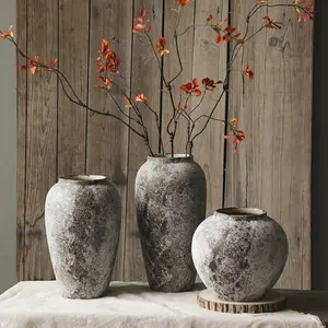 Living room flower arrangement retro stone pottery mottled ceramic wasabi style small vase ornament ceramic jar dried flowers water growing vase Table Decor Decoration Decorating Home Big porcelain vases