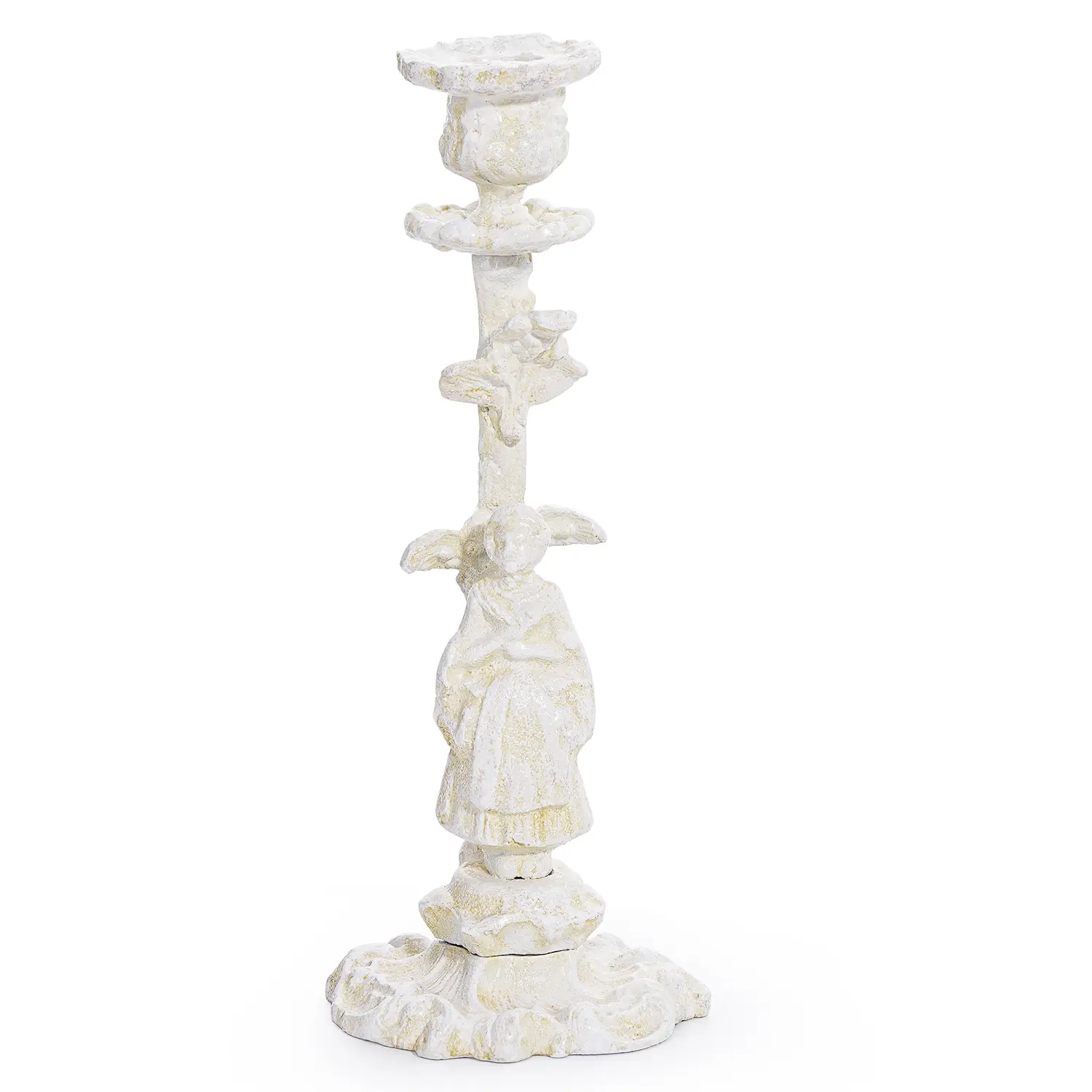 Sungmor Vintage Cast Iron Noblewoman Figurine Freestanding Decorative Candlestick Holders, 10.2" Tall Rustic Taper Candle Holder - Home Tabletop, Mantel Decor for Gothic, Farmhouse Styles