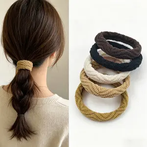 5 Pcs New Colorful High-Quality Hair Ties, Nylon Material, Wide and Thick, High Elasticity, Strong Pull-Resistant Elastics