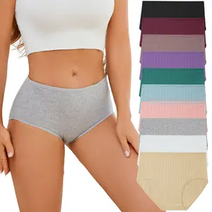 FINETOO 10PCS Cotton Panties for Women Underwear Outfit Flexible Everyday Briefs Basic Minimalist Comfortable Bikini Briefs S-2XL  Womenswear