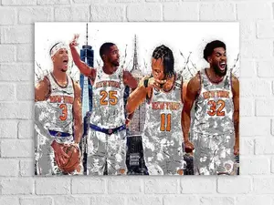 Jalen Brunson, Mikal Bridges, Josh Hart, Karl-Anthony Towns, NY Knicks, Poster Print Unframed, Man Cave, Office or Dorm Room