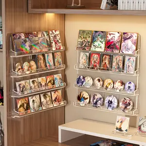 Display Stand, Acrylic Transparent Wall-Mounted Stand, Badge and Merchandise Tiered Storage Rack, Rice Storage Shelf