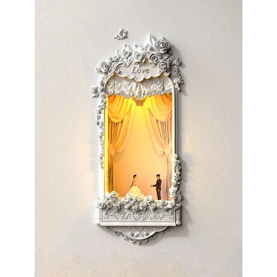Embedded Wall Light For Wedding Party Decoration Rose Flower Wall Lamp For Bedroom Plaster Modern Wall Sconce Night Light