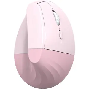 EM18 Wireless Ergonomic Vertical Mouse, Ergo Design, Bluetooth Cordless Mouse for Medium/Large Hands, Silent Click, 5-Level Adjustable DPI, Carpal Tunnel Mice for Computer/PC/Mac/Laptop, Pink