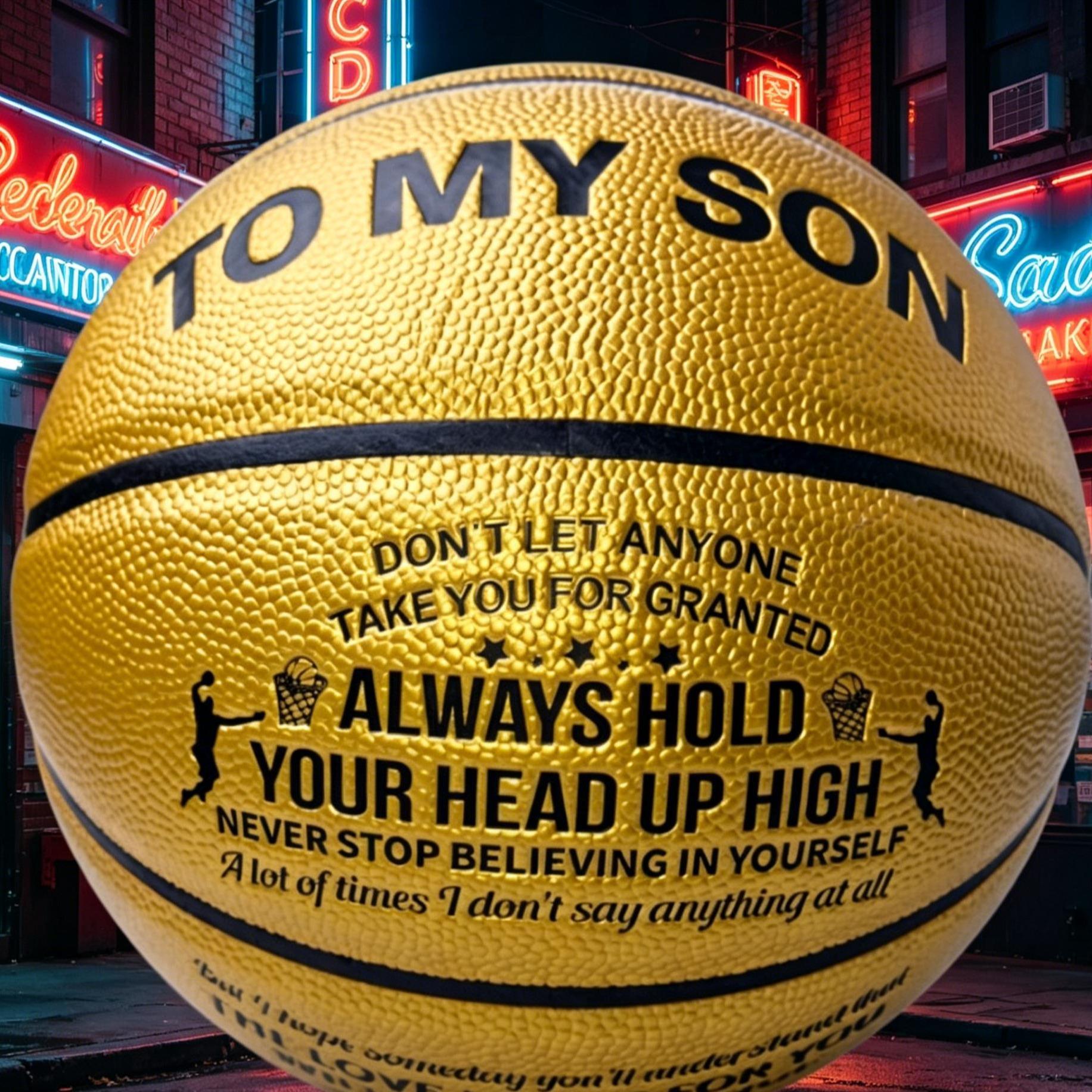 To My Son Inspirational Golden Basketball | The Ultimate Gift for Your Baller Son
