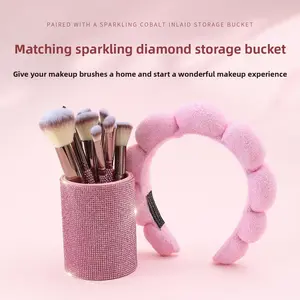JOS 15pcs High-End Luxurious Ultra Shiny-Shiny Diamond Multifunctional MakeupBrush Set,Beauty,Christmas Gift Set,Makeup Gift,BeautyTool Kit With Bling Handles For Face & ldeal Gift ForWomen,coming-of-age ceremony,Contour Brush,Foundation Brush