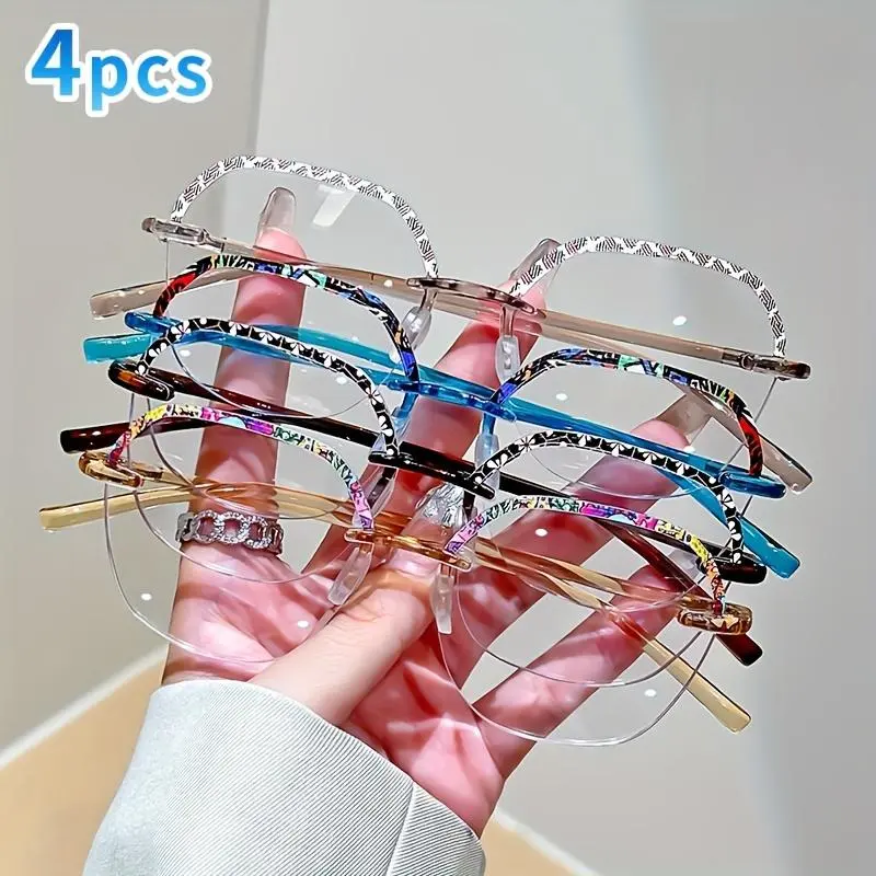 Fashionable Flower Pattern Glasses, Trendy Geometric Frame Anti- Light Reading Glasses for Women & Men, Fashion Eyeglasses for Work, Daily Clothing Decor, Leopard Pattern Eyeglasses, Trendy Casual Eyeglasses, Stylish Trendy Eyewear, Trending Glasses