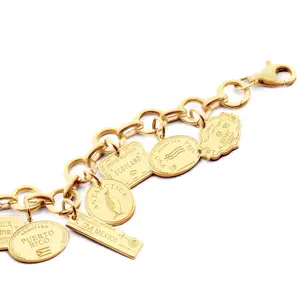 Bracelet Bundle: 12 Solid Gold Passport Stamp Charms